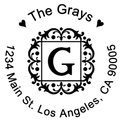 Storybook Round Letter G Monogram Stamp Sample